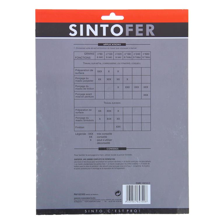 Abrasif (Feuille à poncer) SINTO 022512