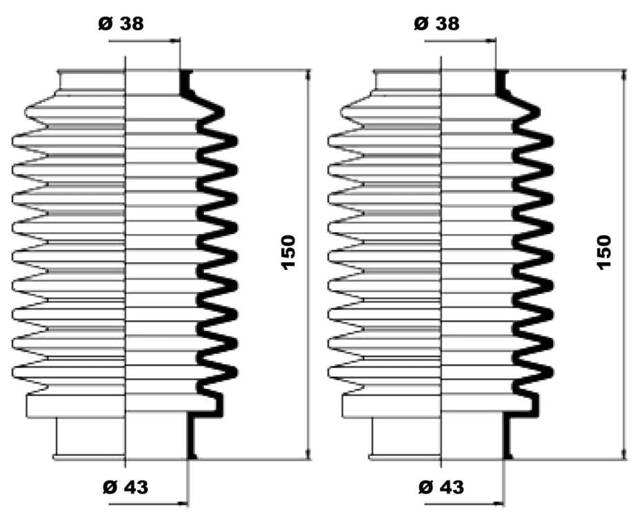 Jeu de joints-soufflets, direction (Soufflet de cremaillere) MOOG ref. K150003