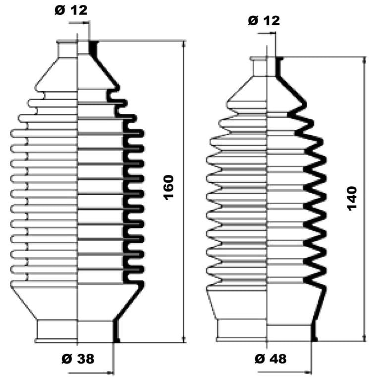 Juego de fuelles, dirección MOOG ref. K150013