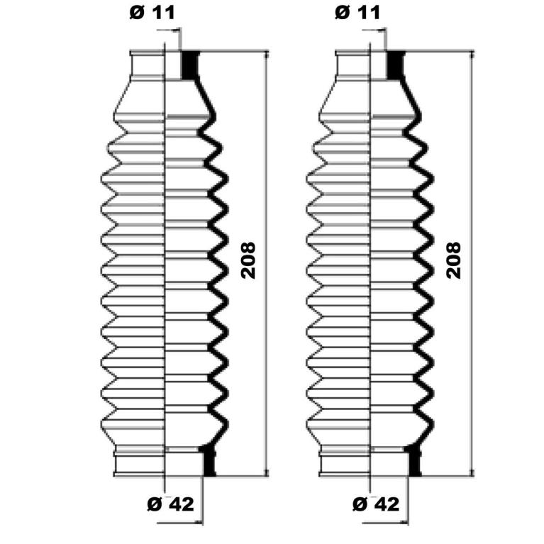 Jeu de joints-soufflets, direction (Soufflet de cremaillere) MOOG ref. K150083