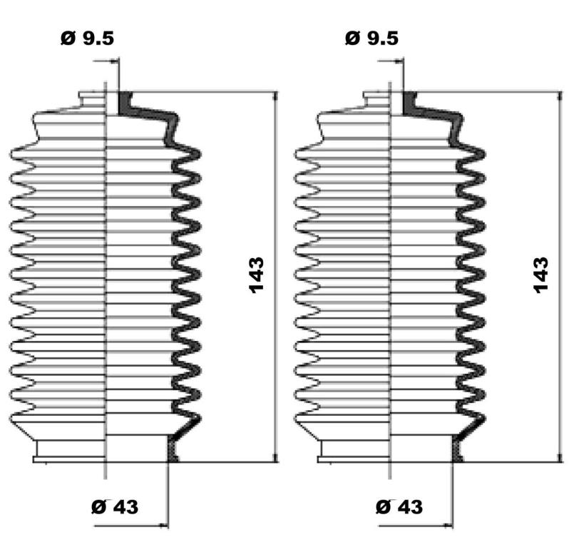 Soufflet de direction (Soufflet de cremaillere) MOOG ref. K150095