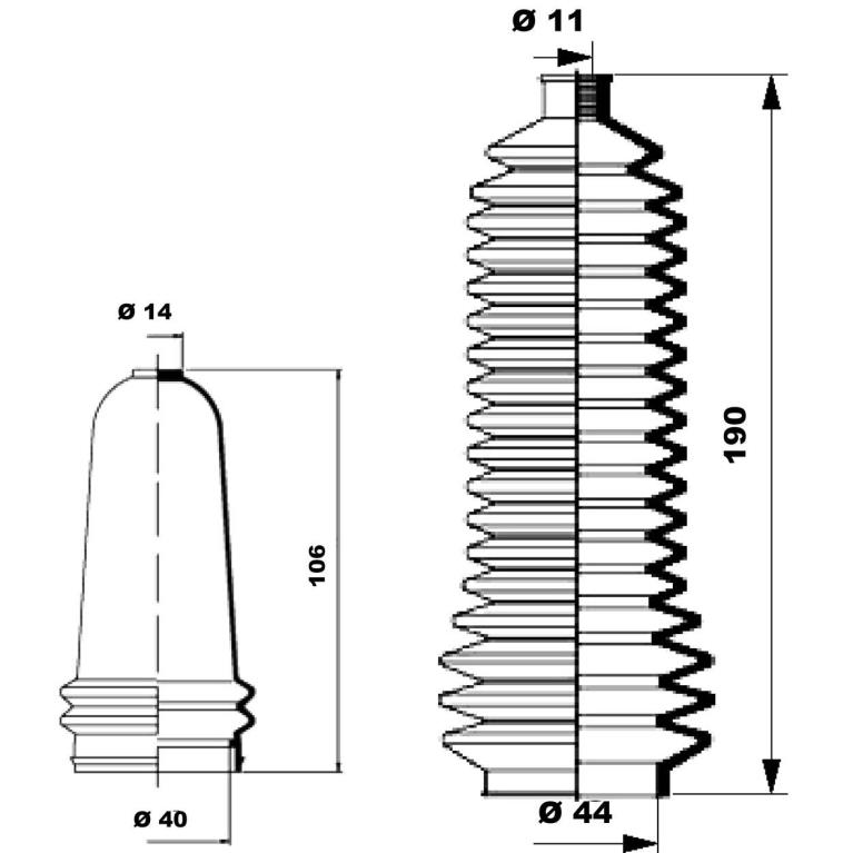 Soufflet de direction (Soufflet de cremaillere) MOOG ref. K150132