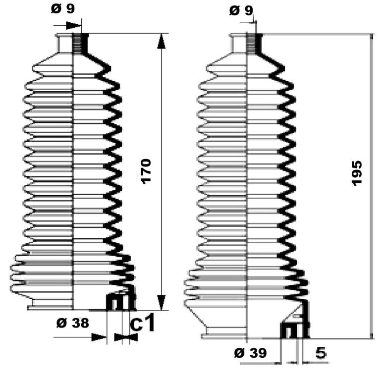 Soufflet de direction (Soufflet de cremaillere) MOOG ref. K150138