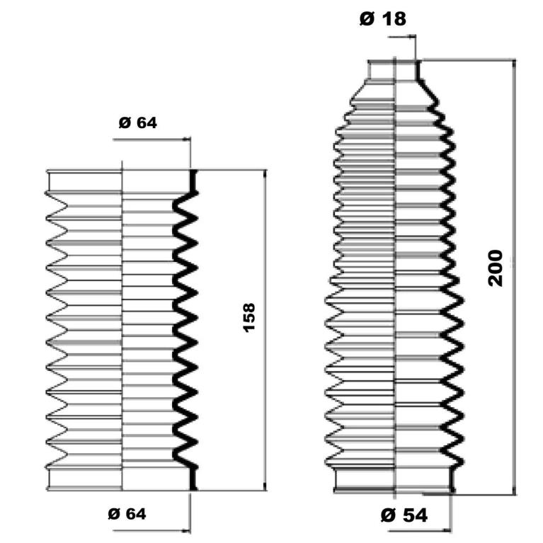 Soufflet de direction (Soufflet de cremaillere) MOOG ref. K150140