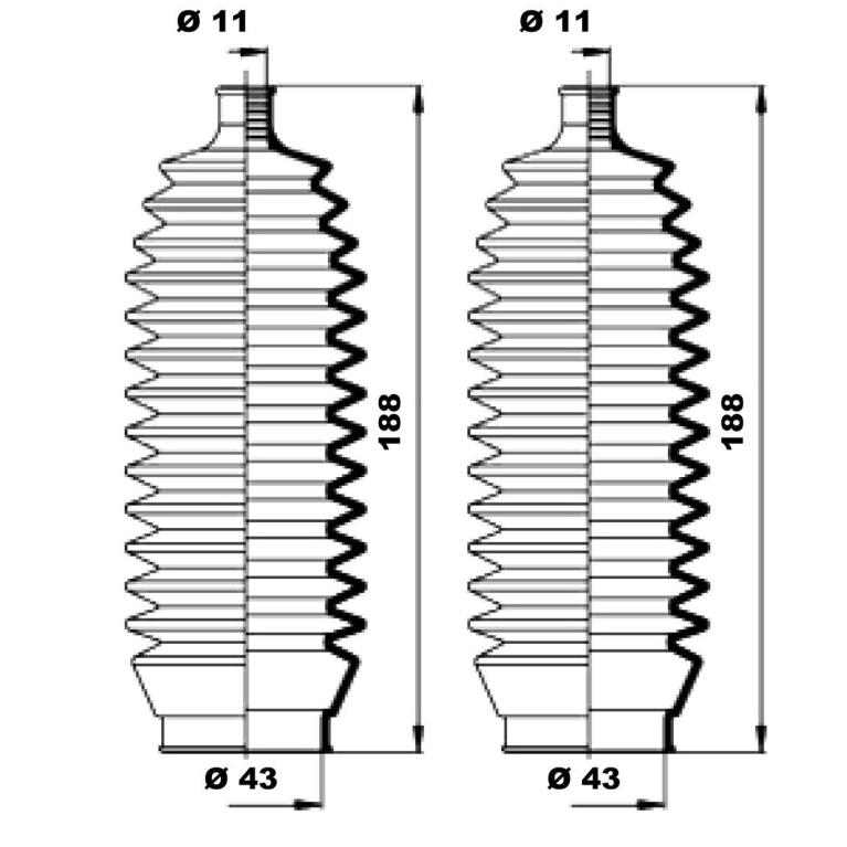 Soufflet de direction (Soufflet de cremaillere) MOOG ref. K150160