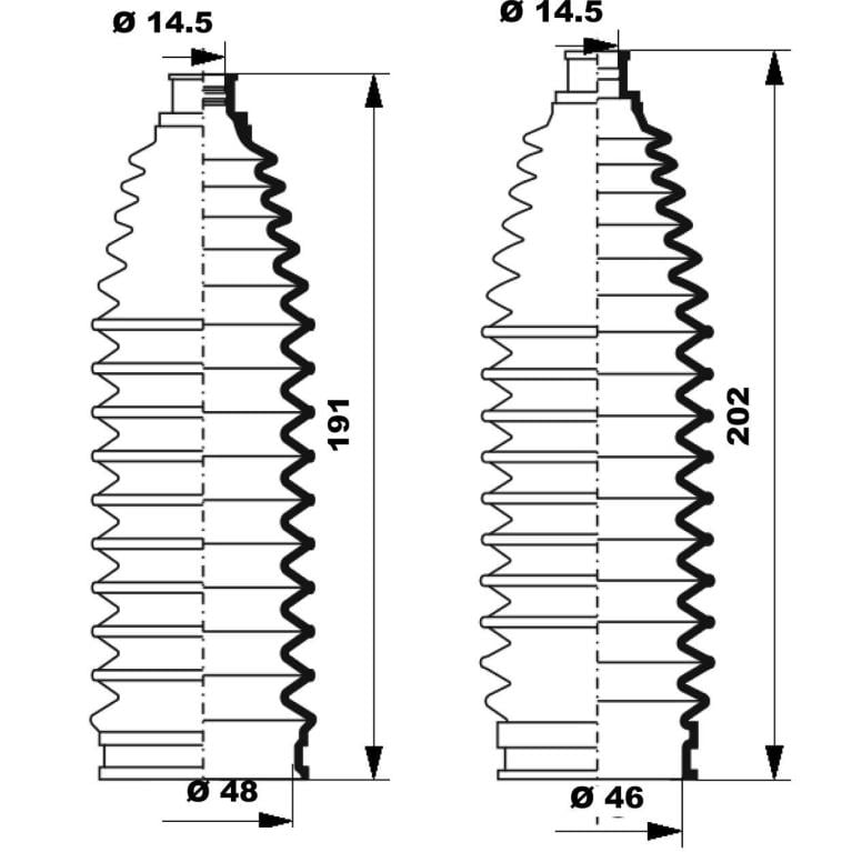 Soufflet de direction (Soufflet de cremaillere) MOOG ref. K150248