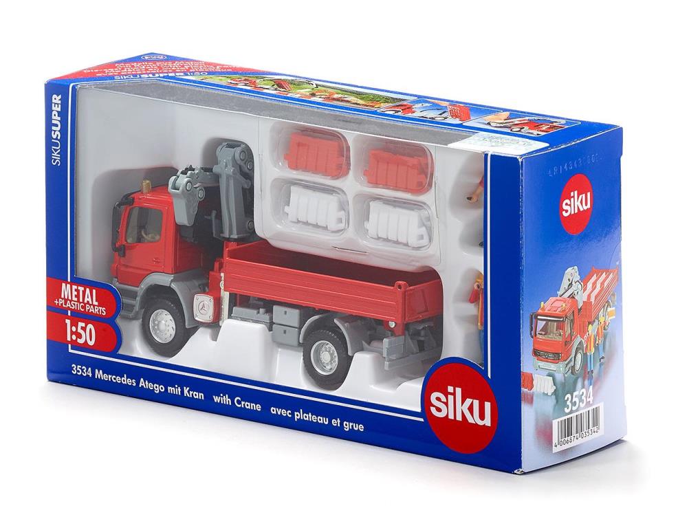 Camions, tracteurs, pompiers et petites voitures SIKU Mercedes Atego avec grue - ref. 3534