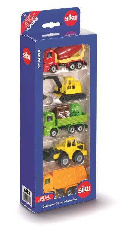 Camions, tracteurs, pompiers et petites voitures SIKU 5 véhicules travaux publics - ref. 6283