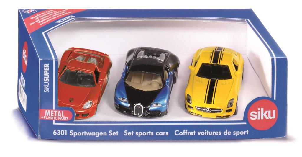 Camions, tracteurs, pompiers et petites voitures SIKU 3 voitures de sport - ref. 6301