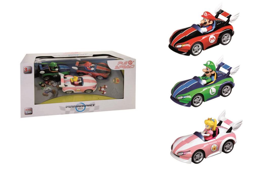 Camions, tracteurs, pompiers et petites voitures PULL & SPEED Mario, Luigi et Peach - ref. 158 13001