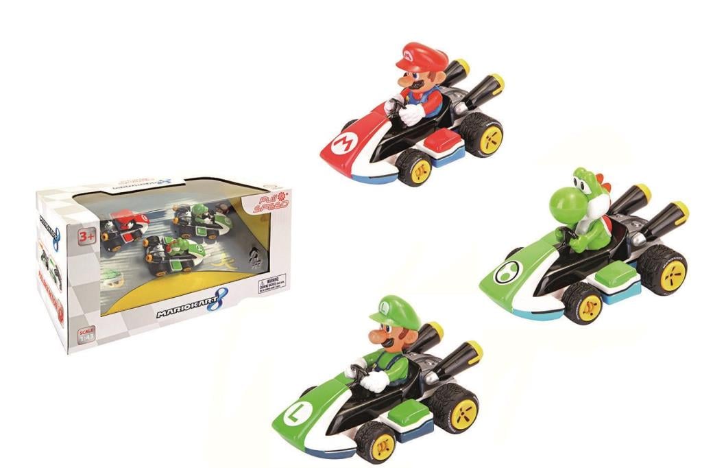Camions, tracteurs, pompiers et petites voitures PULL & SPEED Mario, Luigi et Yoshi - ref. 158 13010