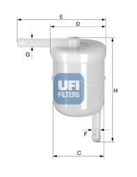 Filtre à carburant (Filtre à gasoil) UFI Filters ref. 31.003.00