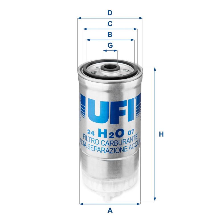 Filtre à carburant (Filtre à gasoil) UFI Filters ref. 24.H2O.07