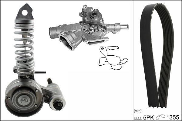 Pompe à eau+Jeu de courroie trapézoïdale à nervures (Pompe à eau et courroie accessoires) Schaeffler INA 529 0297 30