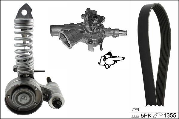 Pompe à eau+Jeu de courroie trapézoïdale à nervures (Pompe à eau et courroie accessoires) Schaeffler INA 529 0297 31