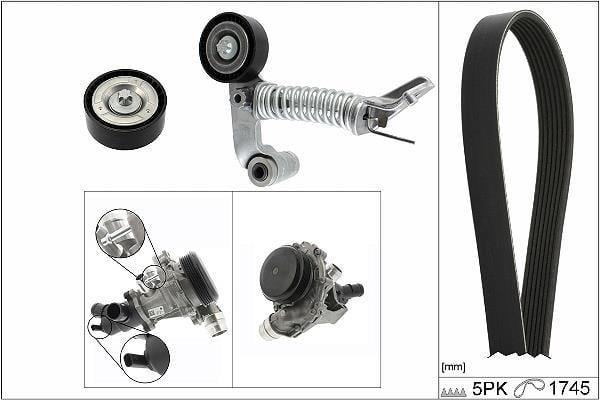 Pompe à eau+Jeu de courroie trapézoïdale à nervures (Pompe à eau et courroie accessoires) Schaeffler INA 529 0319 30