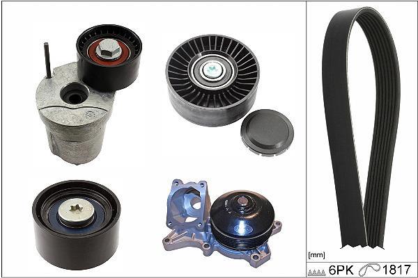 Pompe à eau+Jeu de courroie trapézoïdale à nervures (Pompe à eau et courroie accessoires) Schaeffler INA 529 0368 30