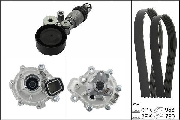 Pompe à eau+Jeu de courroie trapézoïdale à nervures (Pompe à eau et courroie accessoires) Schaeffler INA 529 0371 30