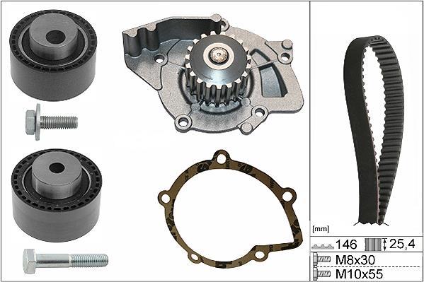 Pompe à eau + kit de courroie de distribution (Kit courroie de distribution) Schaeffler INA ref. 530 0446 31