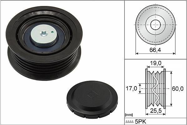Galet Enrouleur De Courroie Accessoire INA 532 0439 10 - Compatible Peugeot 206/307/406, Citroën Xsara Picasso/C5