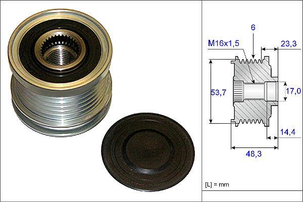 Poulie roue libre, alternateur (Poulie débrayable d'alternateur) Schaeffler INA 535 0204 10