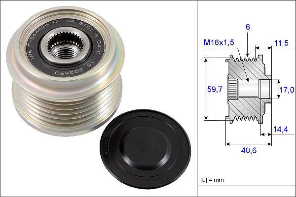 Poulie roue libre, alternateur (Poulie débrayable d'alternateur) Schaeffler INA 535 0227 10