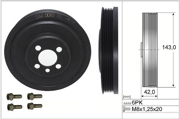 Poulie De Vilebrequin Ina 544 0080 20 - 6 Nervures, Avec Fixation