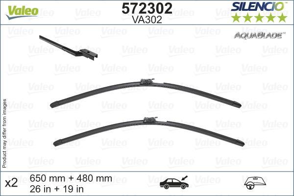 Balai d'essuie-glace (Essuie glace) VALEO VA302 - ref. 572302