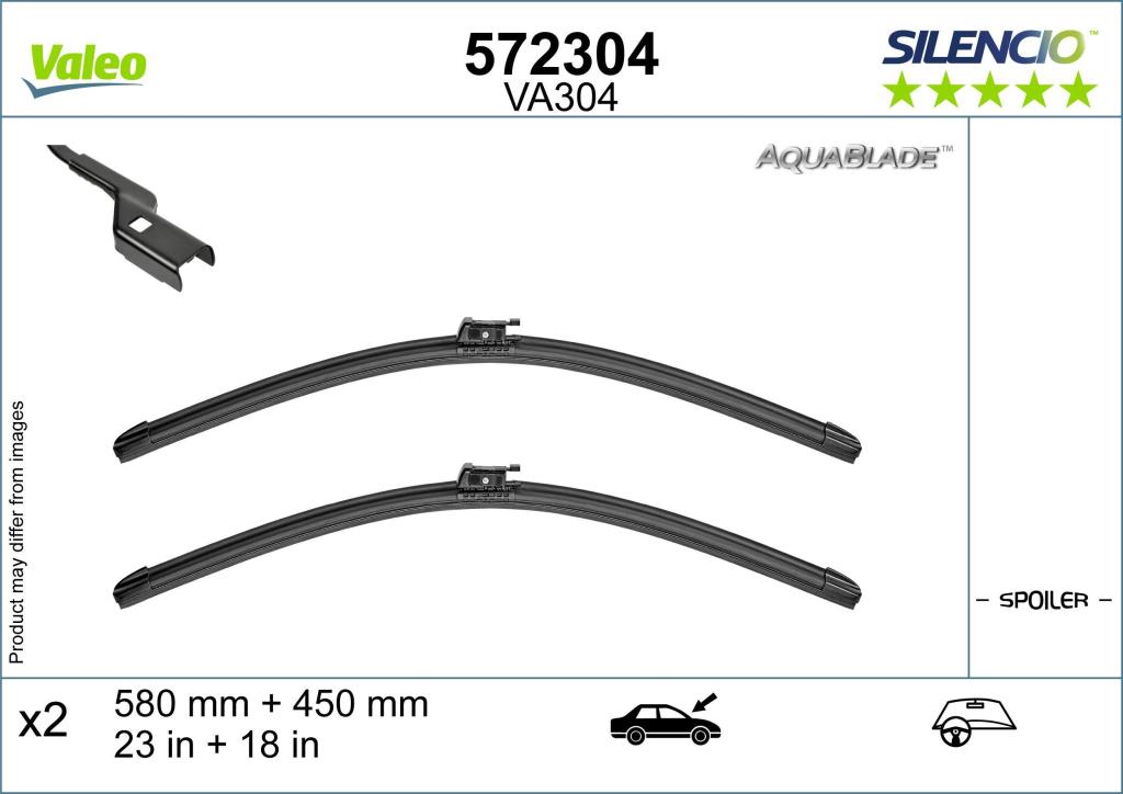 Balai d'essuie-glace (Essuie glace) VALEO VA304 - ref. 572304