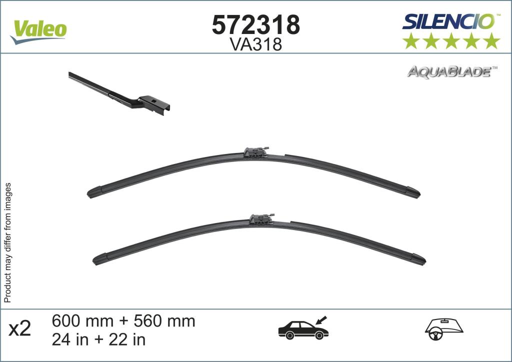 Balai d'essuie-glace (Essuie glace) VALEO VA318 - ref. 572318