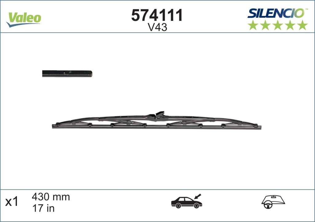 Balai d'essuie-glace (Essuie glace) VALEO V43 - ref. 574111