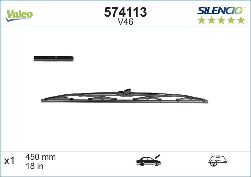 Balai d'essuie-glace (Essuie glace) VALEO V46 - ref. 574113