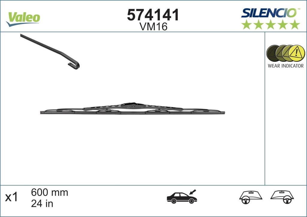Balai d'essuie-glace (Essuie glace) VALEO VM16 - ref. 574141