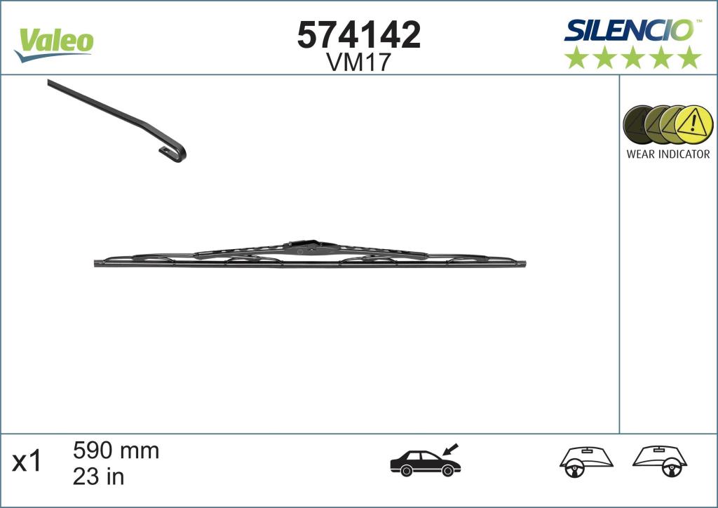 Balai d'essuie-glace (Essuie glace) VALEO VM17 - ref. 574142