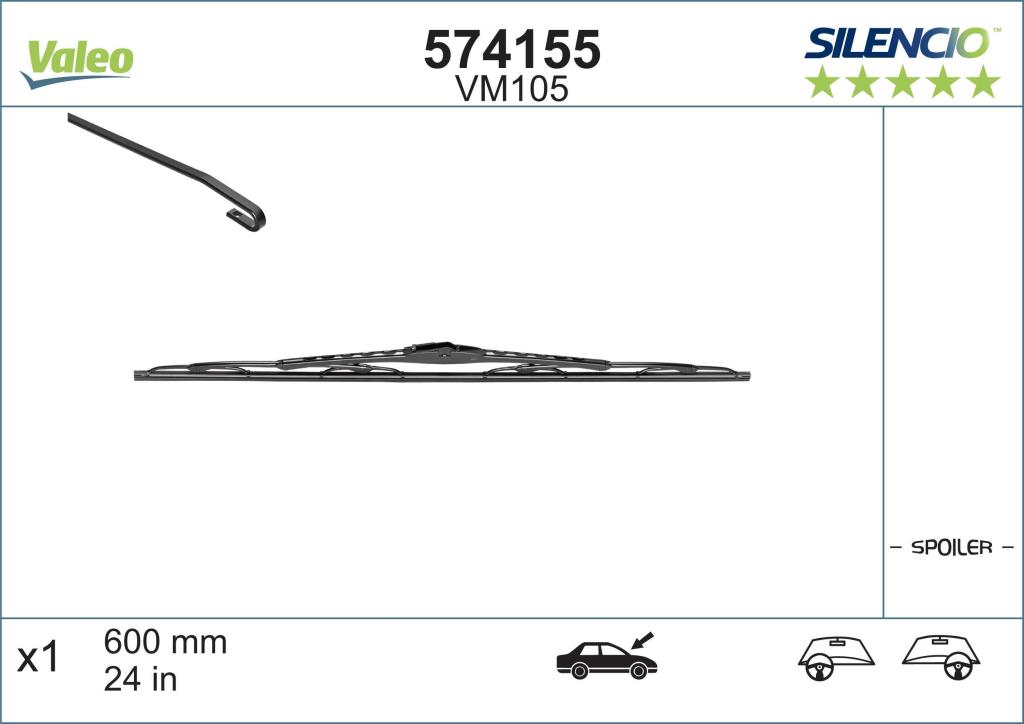 Balai d'essuie-glace (Essuie glace) VALEO VM105 - ref. 574155