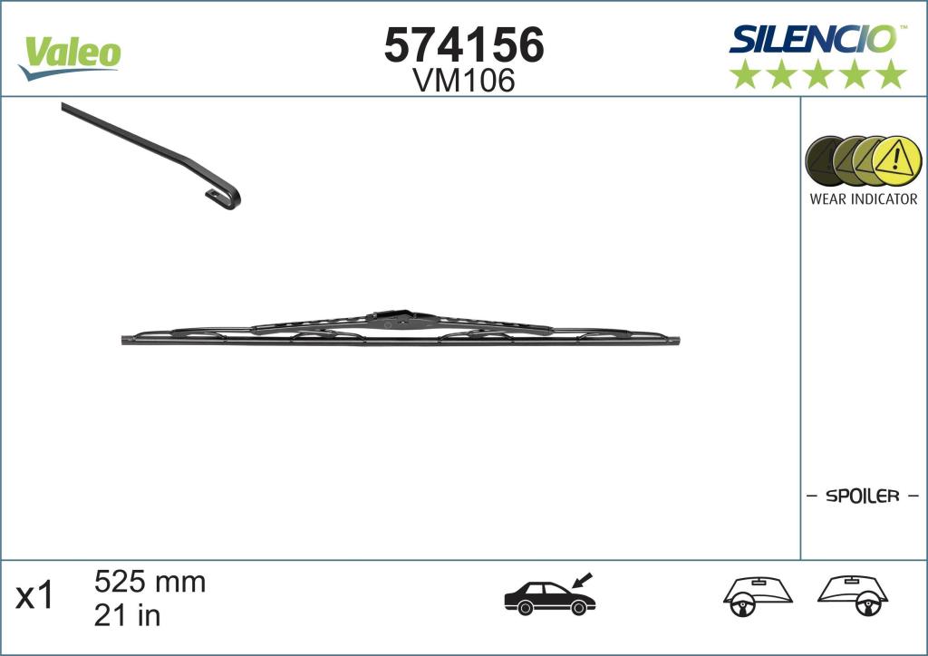 Balai d'essuie-glace (Essuie glace) VALEO VM106 - ref. 574156