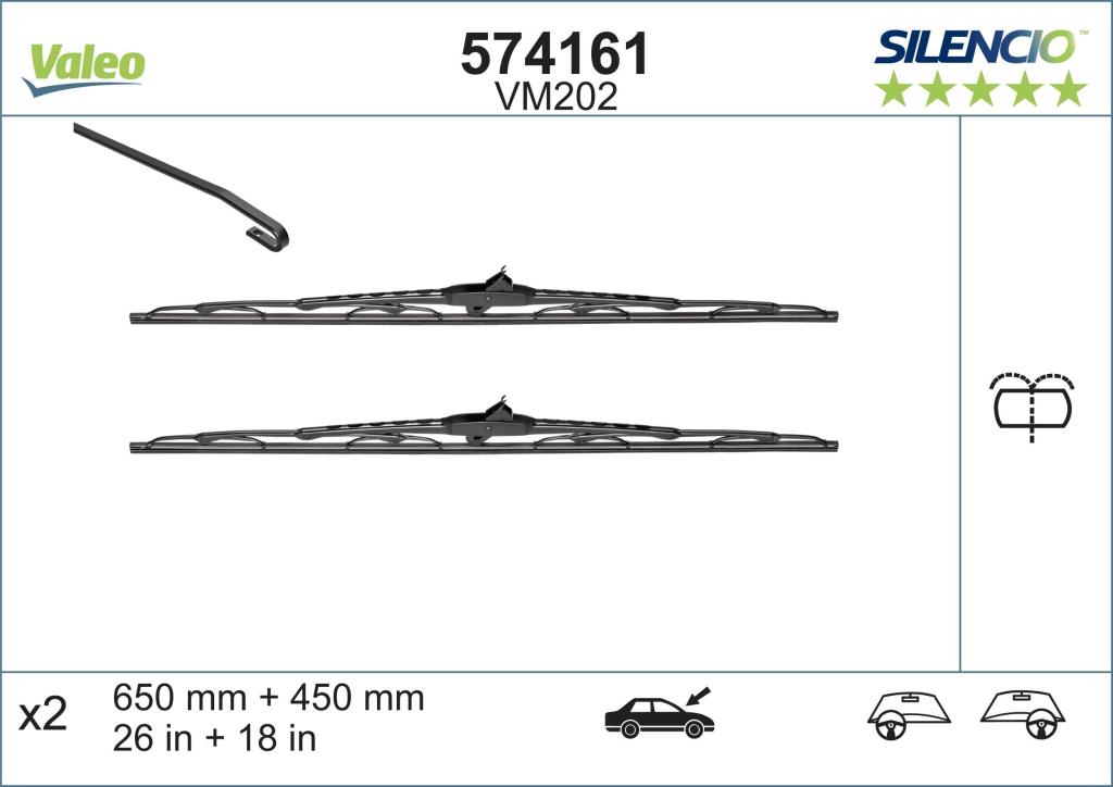 Limpiaparabrisas (Escobillas) VALEO VM202 - ref. 574161