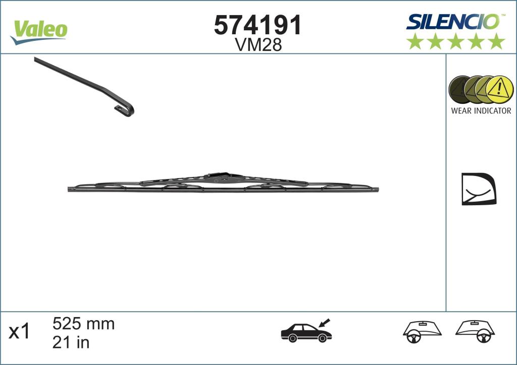 Balai d'essuie-glace (Essuie glace) VALEO VM28 - ref. 574191