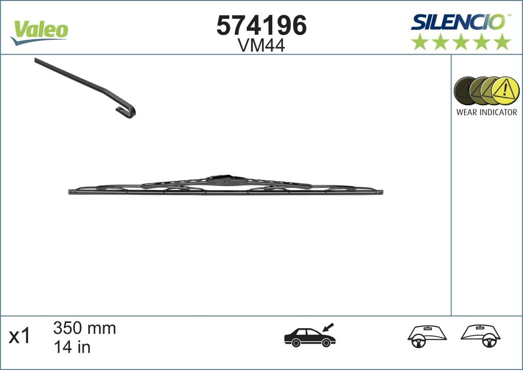 Balai d'essuie-glace (Essuie glace) VALEO VM44 - ref. 574196