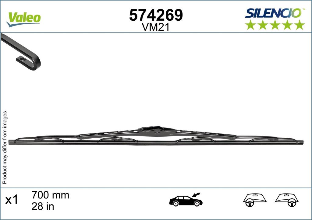 Balai d'essuie-glace (Essuie glace) VALEO VM21 - ref. 574269