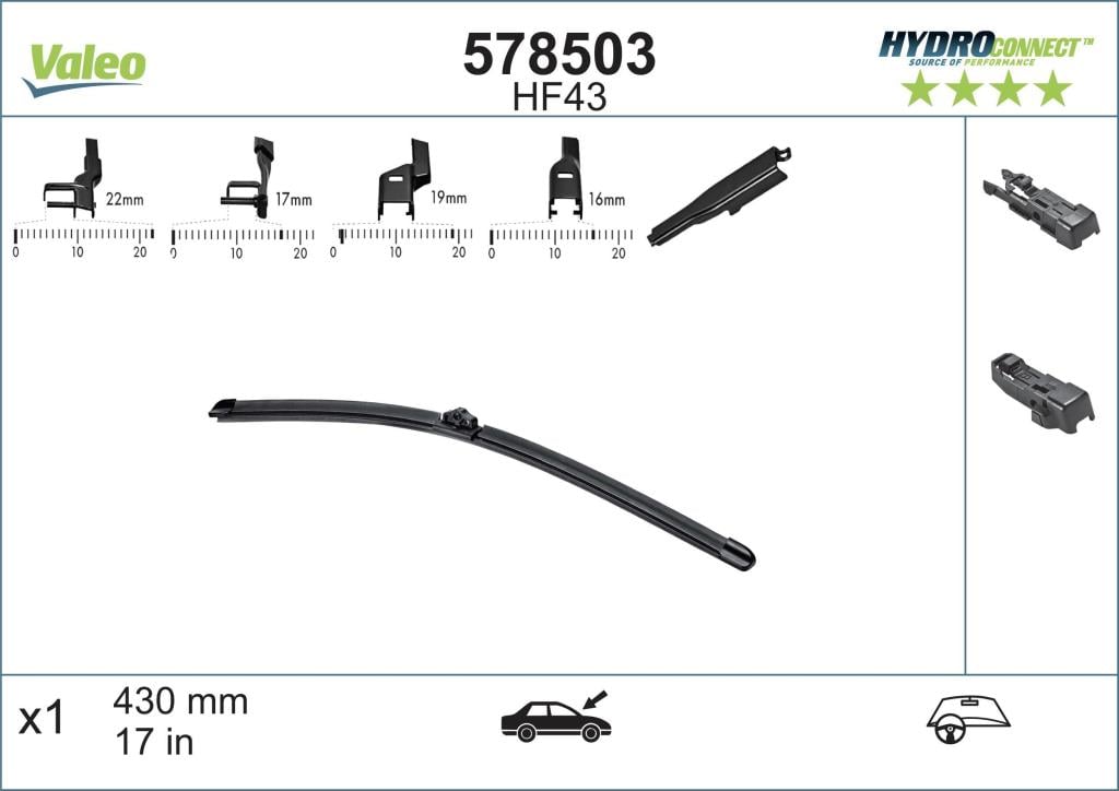 Escova de limpa-vidros VALEO HF43 - ref. 578503