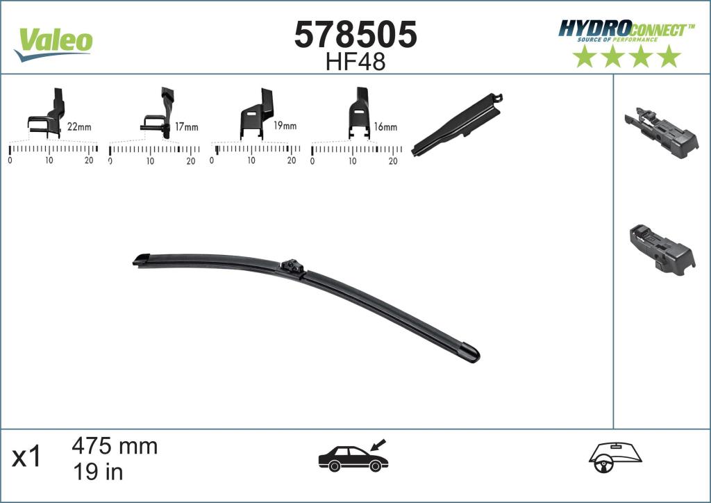 Escova de limpa-vidros VALEO HF48 - ref. 578505