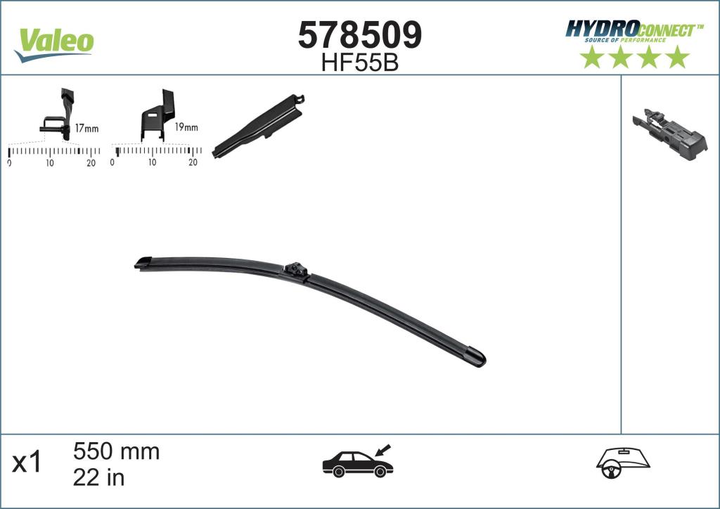 Escova de limpa-vidros VALEO HF55B - ref. 578509