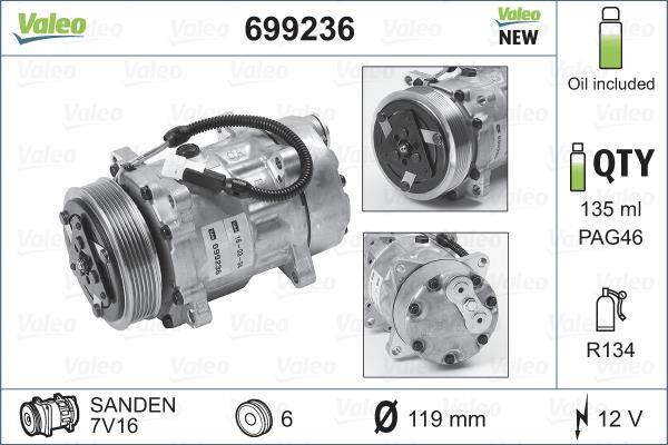 Compresseur, climatisation VALEO ref. 699236