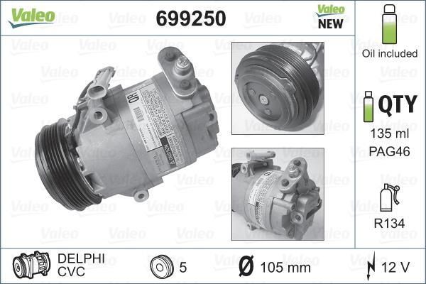 Compresseur, climatisation VALEO ref. 699250