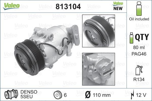 Compresseur, climatisation VALEO ref. 813104