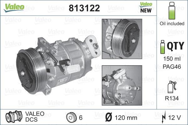 Compresseur, climatisation VALEO ref. 813122