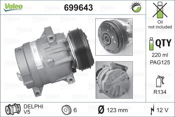 Compresseur, climatisation VALEO ref. 699643