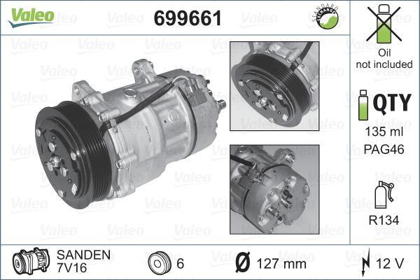 Compresseur, climatisation VALEO ref. 699661
