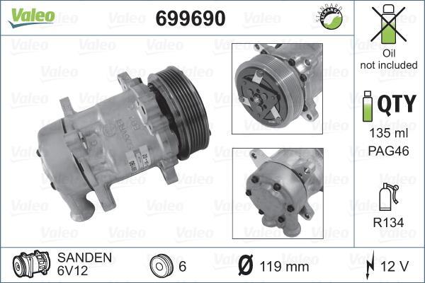 Compresseur, climatisation VALEO 699690